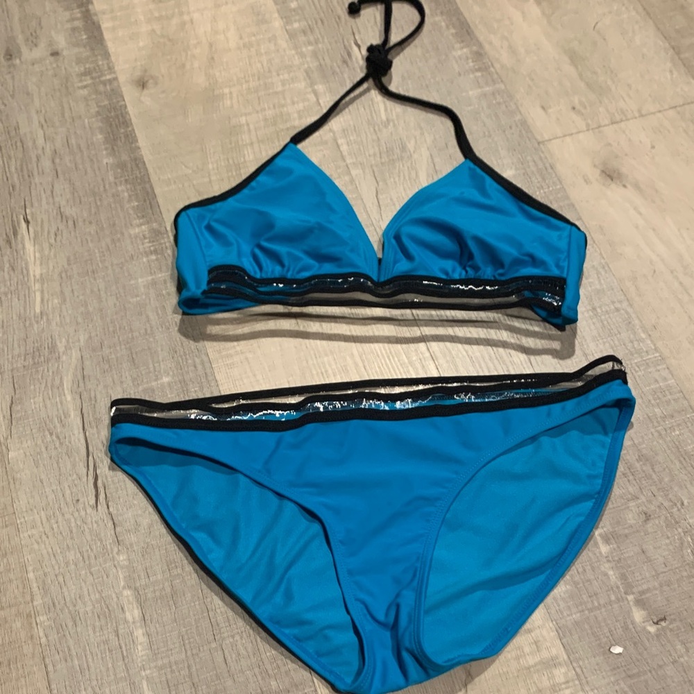 Blue Halter Bikini Set